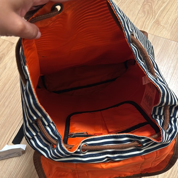 Striped Backpack with Brown Accents - Picture 6 of 8